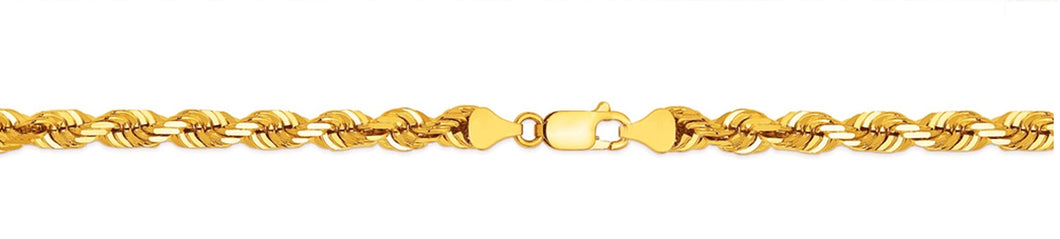 10K Gold 3.0mm Diamond Cut Rope Bracelet