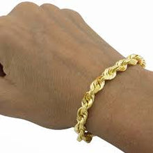 Load image into Gallery viewer, 10K Gold 8.0mm Diamond Cut Rope Bracelet
