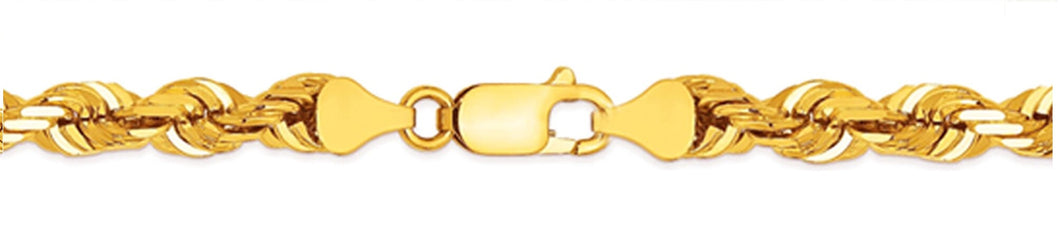 10K Gold 8.0mm Diamond Cut Rope Bracelet