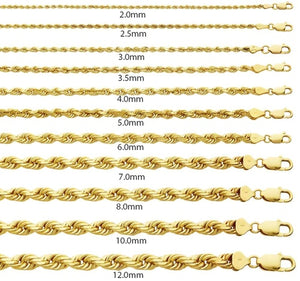 10K Gold 4.0mm Diamond Cut Rope Bracelet