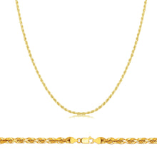 Load image into Gallery viewer, 10K Yellow Gold 1.5MM Solid Rope Chain Diamond Cut Necklace
