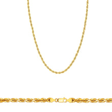 Load image into Gallery viewer, 10K Yellow Gold 2MM Hollow Rope Chain Necklace

