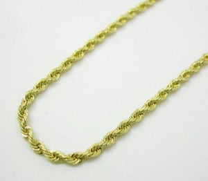 10K Yellow Gold 2.5MM Solid Rope Chain Diamond Cut Necklace