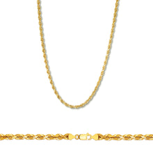 Load image into Gallery viewer, 10K Yellow Gold 2.5MM Solid Rope Chain Diamond Cut Necklace
