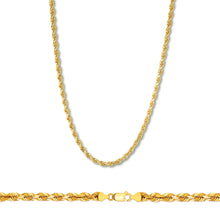 Load image into Gallery viewer, 10K Yellow Gold 3.0MM Solid Rope Chain Diamond Cut Necklace
