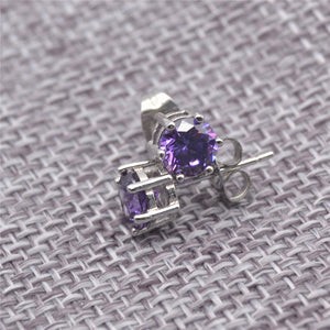 Silver Studs 6 mm (6 prongs) Made with Crystals From SWAROVSKI(R)-Sapphire