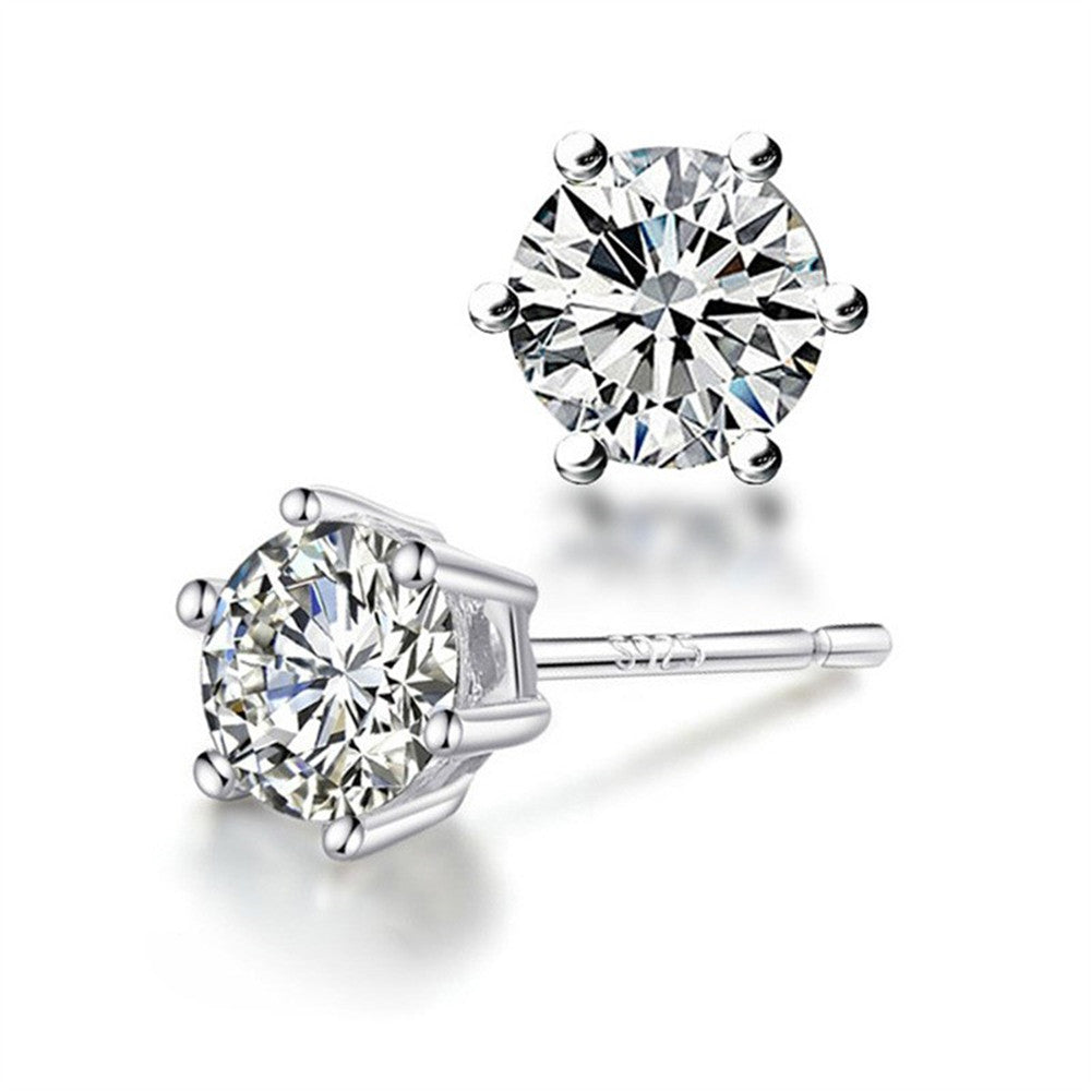 Silver Studs 6 mm (6 prongs) Made with Crystals From SWAROVSKI(R)-Crystal