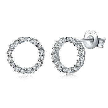 925 Sterling Silver Circle of life Earrings Made with AAA-Zircon