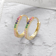 Load image into Gallery viewer, 925 Sterling Silver RAINBOW PETITE HOOP EARRINGS
