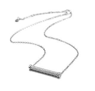 925 Sterling Silver Necklace Pave Rhodium Women AAA Grade CZ Rose
