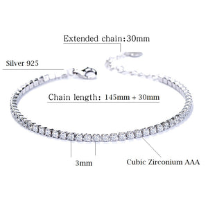 925 Silver Tennis Bracelet with AAA-Zircon