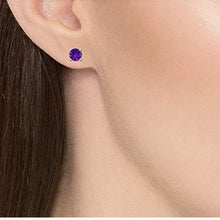 Load image into Gallery viewer, Silver Studs 6 mm Made with Crystals From SWAROVSKI(R)-Amethyst
