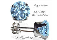 Load image into Gallery viewer, Silver Studs 6mm Made with Crystals From SWAROVSKI(R) Aquamarine
