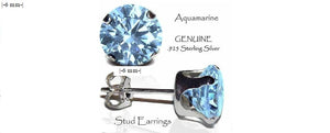 Silver Studs 6mm Made with Crystals From SWAROVSKI(R) Aquamarine