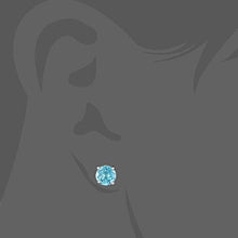 Load image into Gallery viewer, Silver Studs 6 mm Made with Crystals From SWAROVSKI(R)-Aquamarine
