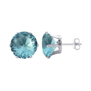 Silver Studs 6mm Made with Crystals From SWAROVSKI(R) Aquamarine
