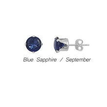 Load image into Gallery viewer, Silver Studs 6mm Made with Crystals From SWAROVSKI(R) Sapphire
