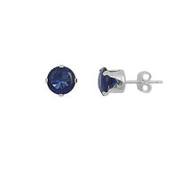 Load image into Gallery viewer, Silver Studs 6mm Made with Crystals From SWAROVSKI(R) Sapphire
