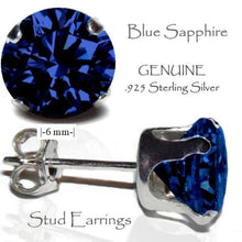 Load image into Gallery viewer, Silver Studs 6mm Made with Crystals From SWAROVSKI(R) Sapphire
