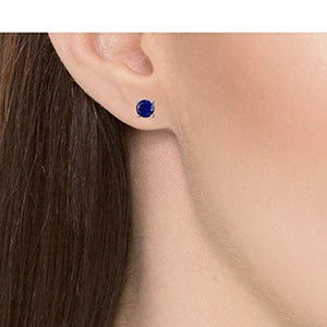 Silver Studs 6 mm Made with Crystals From SWAROVSKI(R)-Sapphire