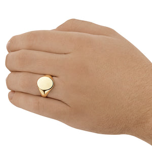 Personalized Oval Signet Men's Rings in Yellow 10K Gold
