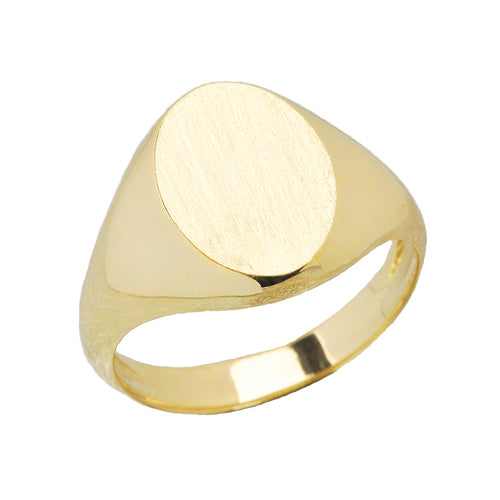 Personalized Oval Signet Men's Rings in Yellow 10K Gold