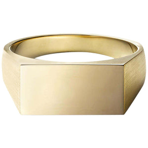Personalized Rectangle Signet Men's Rings in Yellow 10K Gold