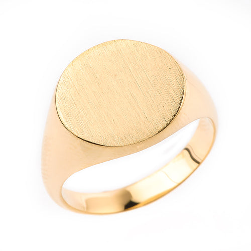 Personalized Round Signet Men's Rings in Yellow 10K Gold