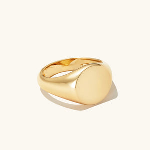 Personalized Round Signet Men's Rings in Yellow 10K Gold