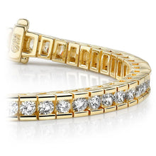 Charger l&#39;image dans la galerie, Diamond Tennis Bracelet Round Channel In Yellow Gold (2.50 Ctw)
