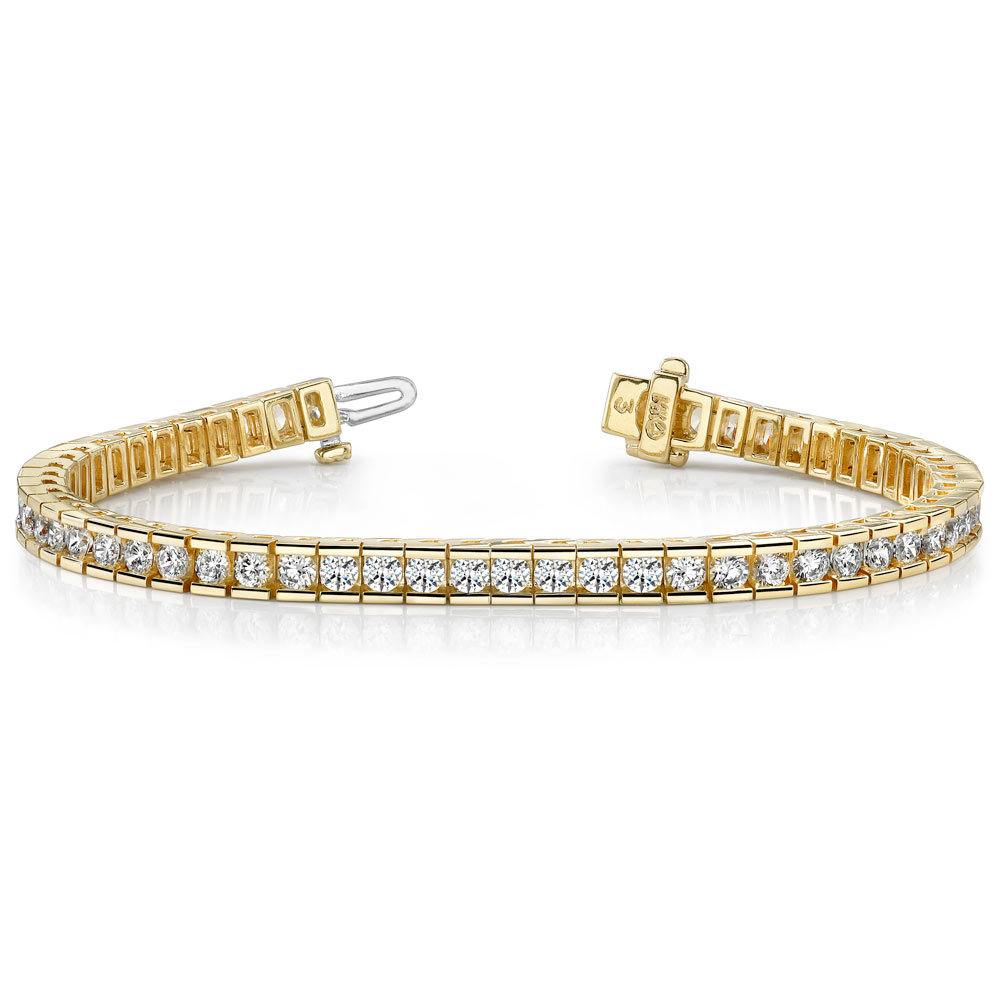 Diamond Tennis Bracelet Round Channel In Yellow Gold (2.50 Ctw)