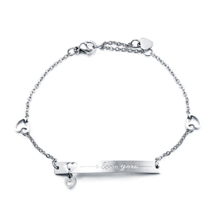 Fancy Stainless steel 'I Love You" Bracelet