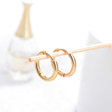 Load image into Gallery viewer, Fancy Stainless steel Hoops Gold color Earrings
