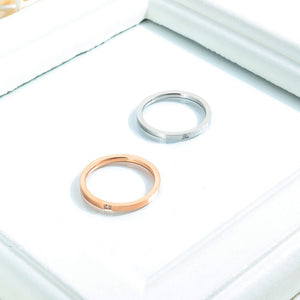 Stainless Steel Gold Plated Solitaire RING WITH CZ