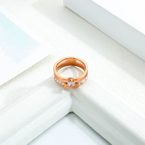 Stainless Steel Gold Plated RING WITH CZ