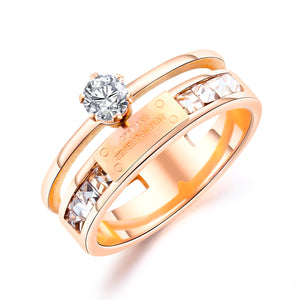 Stainless Steel Gold Plated RING WITH CZ
