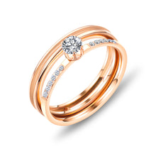 Load image into Gallery viewer, Stainless Steel Gold Plated SOLITAIRE RING WITH CZ
