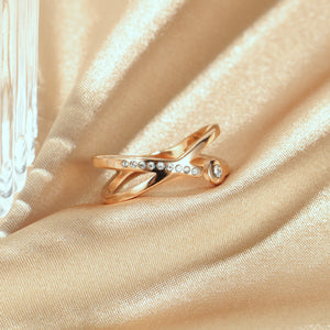 Stainless Steel Gold Plated RING WITH CZ