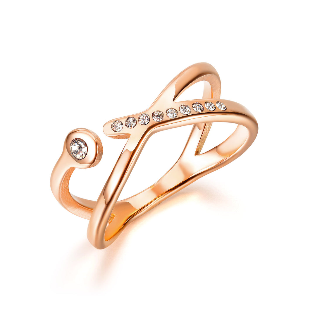 Stainless Steel Gold Plated RING WITH CZ