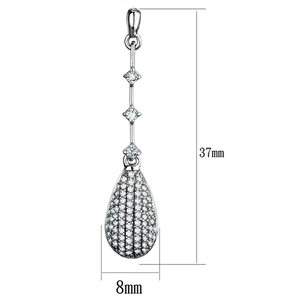 925 Sterling Silver Earrings Rhodium Women AAA Grade CZ Clear