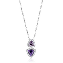 Load image into Gallery viewer, Silver 925 Triangle Pendant Made with AAA-Zircon Round stones-Amethyst
