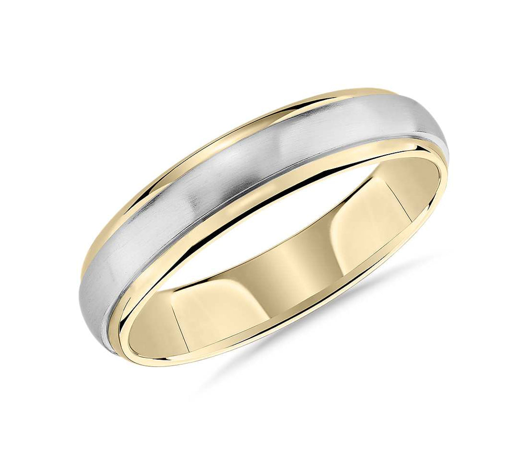 Dome Inlay Wedding Ring Comfort Fit 2 Tones-5MM