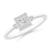 Load image into Gallery viewer, Princess-Cut Diamond Halo Engagement Ring
