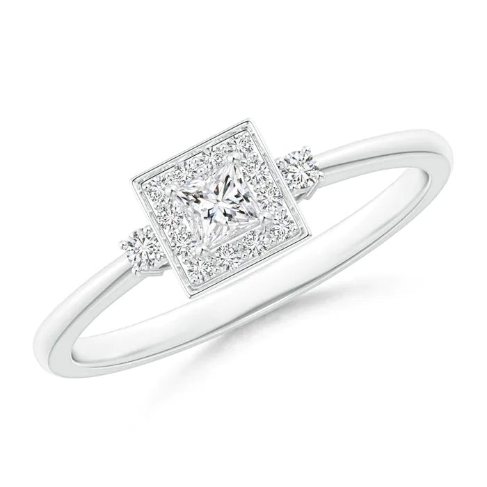 Princess-Cut Diamond Halo Engagement Ring