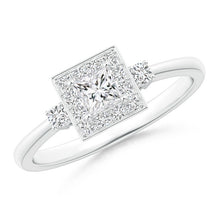 Load image into Gallery viewer, Princess-Cut Diamond Halo Engagement Ring
