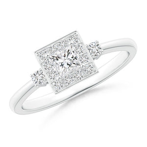 Princess-Cut Diamond Halo Engagement Ring