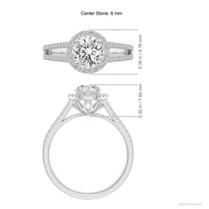 Round Diamond Halo Engagement Ring (Split)