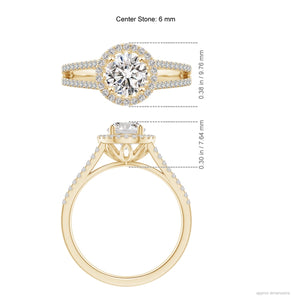 Round Diamond Halo Engagement Ring (Splite)