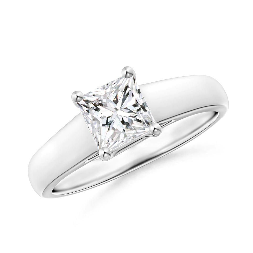 Diamond Princess Cut Solitaire Engagement Ring