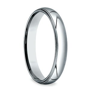 Gold wedding Bands White Milgrain Comfort Fit-4.0MM